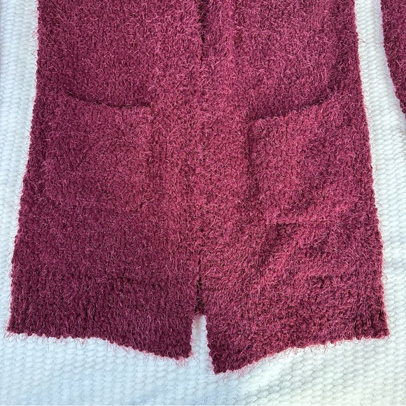 Love Tree Womens Maroon Fuzzy Popcorn Eyelash Sweater Cardigan Pockets Large - Picture 4 of 10